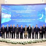 A group photo featuring Rana Ihsaan Afzal Khan along with Pakistani and Uzbek dignitaries at the book presentation ceremony, commemorating a significant cultural and diplomatic milestone in Pakistan–Uzbekistan relations