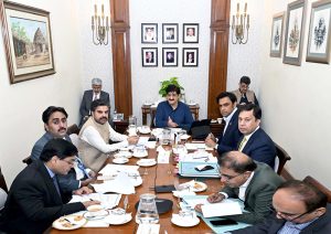 Sindh Chief Minister Syed Murad Ali Shah presides over a meeting at CM House to review progress on the K-IV and Hub Dam water supply projects