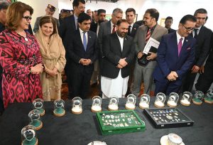 Federal Minister for National Heritage and Culture, Aurangzeb Khan Khichi, addresses the Tajikistan cultural delegation on the first day of its official visit to Pakistan during the two days Pak-Tajik Cultural Festival at Lok Virsa.
