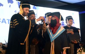 Federal Minister for National Health Services, Regulation and Coordination, Syed Mustafa Kamal, addresses the 17th Convocation Ceremony of Dadabhoy Institute of Higher Education (DIHE).