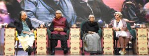 On the second day of the four-day 18th World Urdu Conference 2025, organized by the Arts Council of Pakistan, Iftikhar Arif, while expressing his views in the session titled Faiz Ahmed Faiz, also accompanied by Zahra Nigah, Salima Hashmi and Arshad Mahmood.