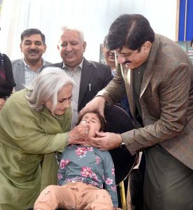 Sindh Chief Minister Syed Murad Ali Shah inaugurates the December 2025 National Immunization Days (NIDs) by administering polio drops to children under five at CMS School, UC Old Haji Camp, a government heritage school