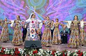 Artists from Tajikistan perform their traditional dances during the joint cultural day of the Pakistan-Tajikistan Cultural Festival at Lok Virsa.