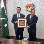 President of the senate of Malaysia, His Excellency Senator Dato Awang Bemee Bin Awang Ali Basah presenting souvenir to Chairman Senate of Pakistan, Syed Yousaf Raza Gilani
