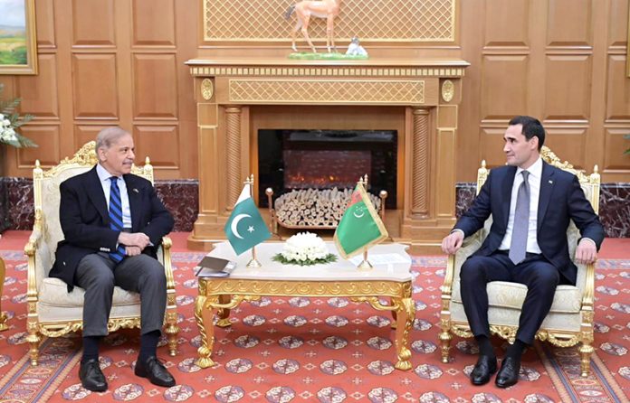 Prime Minister Muhammad Shehbaz Sharif meets President of Turkmenistan H.E. Serdar Berdimuhamedow on the sidelines of the International Forum dedicated to Peace and Trust