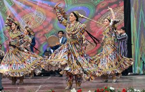 Artists from Tajikistan perform their traditional dances during the joint cultural day of the Pakistan-Tajikistan Cultural Festival at Lok Virsa.