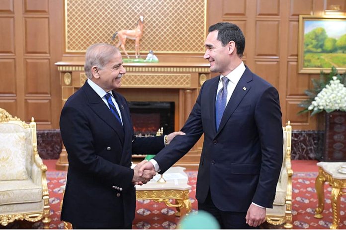 Prime Minister Muhammad Shehbaz Sharif meets President of Turkmenistan H.E. Serdar Berdimuhamedow on the sidelines of the International Forum dedicated to Peace and Trust
