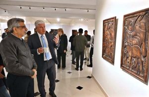 mbassador of Portugal to Pakistan, Frederico Silva, inaugurates the exhibition ‘Totems of Time’ by Akram Dost at Gallery 6.