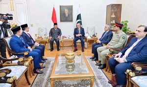 President of Indonesia H.E. Prabowo Subianto meets Prime Minister Muhammad Shehbaz Sharif.