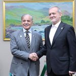 Prime Minister Muhammad Shehbaz Sharif meets the President of Iran Dr. Masoud Pezeshkian on the sidelines of the International Forum on Peace and Trust.