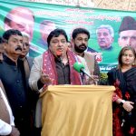 State Minister for Religious Affairs and Interfaith Harmony, Kheel Das Kohistani addresses on the eve of the birth anniversary of the founder of Pakistan Quaid-e-Azam Mohammad Ali Jinnah at Sindhi Muslim Society.