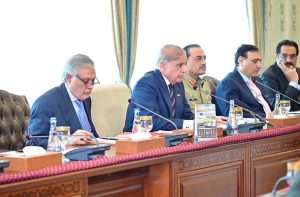 Prime Minister Muhammad Shehbaz Sharif in a bilateral meeting with the delegation from Indonesia led by the Indonesian President H.E. Prabowo Subianto.