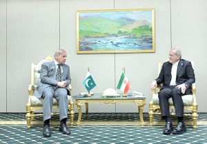 Prime Minister Muhammad Shehbaz Sharif meets the President of Iran Dr. Masoud Pezeshkian on the sidelines of the International Forum on Peace and Trust.