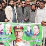 Parliamentary Secretary for Information and Broadcasting, Barrister Danyal Chaudhry, speaks at a rally pledging unwavering national solidarity with the Pakistan Armed Forces