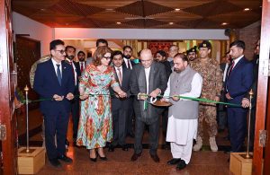 President Asif Ali Zardari inaugurating the Tajikistan Cultural Week along with Tajik Minister for Culture Ms. Sattoriyon Matlubakhon Amonzoda and Federal Minister for National Heritage and Culture Mr. Aurangzeb Khan Khichi at PNCA.