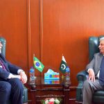 Federal Minister for National Food Security & Research, Mr. Rana Tanveer Hussain, meets with H.E. Mr. Olyntho Vieira, Ambassador of Brazil to Pakistan, to discuss strategic cooperation in livestock, dairy, and meat sectors.