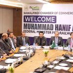 Parliamentary Secretary Information & Broadcasting Barrister Danyal Chaudhry addressing RCCI with Federal Minister for Railways Hanif Abbasi