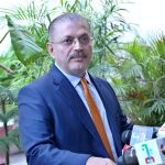 Sindh Senior Minister for Information, Transport, and Mass Transit Sharjeel Memon talking to Media persons at Sindh Assembly