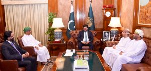 Consul General of Oman in Karachi, Sami Abdullah Salim Al Khanjari along with a delegation, meeting with Sindh Governor Kamran Khan Tesori at the Governor House. The delegation included Deputy Consul General; Omani businessman Syed Fayyaz Ali Shah, Imran Siddiqui and other dignitaries is also present on the occasion