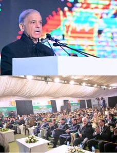 Prime Minister Muhammad Shehbaz Sharif addresses the inaugural ceremony of Iqbal Flyover/T-Chowk Flyover and Islamabad Expressway Signal Free Corridor.