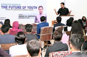 Commissioner Larkana Division, Tahir Hussain Sangi leads participants in a rally marking Anti-Corruption Week at DC Office Road.