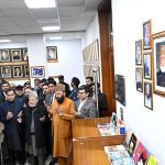 Speaker National Assembly Sardar Ayaz Sadiq along with Federal Minister/Chairman Parliamentary Committee on Kashmir Rana Muhammad Qasim Noon inaugurating the "KASHMIR" corner established in the library to highlight the Kashmir Cause at Parliament House