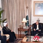 President Asif Ali Zardari in a meeting with Ambassador of the United Arab Emirates to Pakistan, Mr Salem Mohammed Salem Al Bawab Al Zaabi, at Aiwan-e-Sadr.