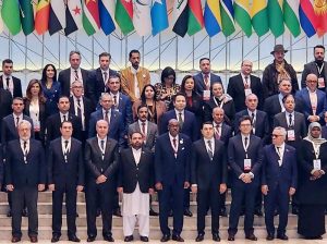 A distinguished group photo of the heads of delegations participating in the official programme of the OIC Cultural Festival, held under Baku Creative Week 2025