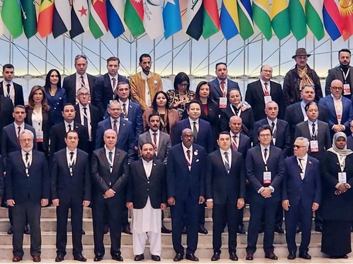 A distinguished group photo of the heads of delegations participating in the official programme of the OIC Cultural Festival, held under Baku Creative Week 2025