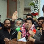 Minister of State for Religious Affairs and interfaith hormony Mr Kheeal das kohistani, talking to Media persons.