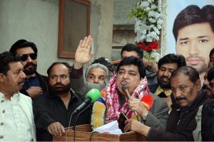 Minister of State for Religious Affairs and interfaith hormony Mr Kheeal das kohistani, talking to Media persons.