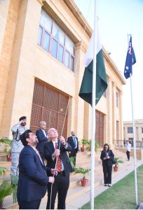 Australian High Commissioner Timothy Kane meets Governor Sindh Kamran Khan Tessori at the Governor's House.
