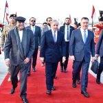 President Asif Ali Zardari and Prime Minister Muhammad Shehbaz Sharif receiving President of the Kyrgyz Republic, Sadyr Japarov, upon his arrival at Nur Khan Air Base