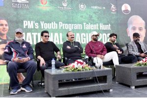 Chairman Prime Minister’s Youth Programme, Rana Mashhood Ahmad Khan at the inaugural ceremony of PM's Cricket Talent Hunt League.