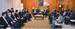 President Asif Ali Zardari in a meeting with the President of the Kyrgyz Republic, Sadyr Zhaparov, at Aiwan-e-Sadr.