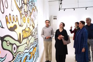 Hurriyat leader Yasin Malik's wife Mushaal Hussein Mullick speaks during her visit to the Arts Council of Pakistan Karachi. She was accompanied by Arts Council President Muhammad Ahmed Shah and Chairperson of the Women Empowerment Committee Chand Gul Shah.