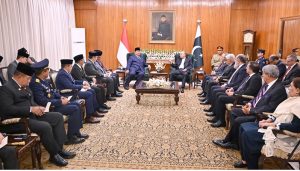 President Asif Ali Zardari in a meeting with Indonesian President, Prabowo Subianto Djojohadikusumo at Aiwan-e-Sadr.