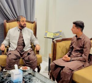Ex-minister Mir Khalid Lango lauds younger taekwondo player Syed Abu Huraira Shah