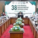 Federal Minister for Federal Education and Professional Training, Dr. Khalid Maqbool Siddiqui, chairing 38th Inter Provincial Education Ministers' Conference (IPEMC) at AIOU