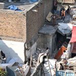 A view of damages on the spot after a powerful gas cylinder explosion at a wedding function in G-7/2 Sector, Federal Capital resulted eight people killed including the bride and groom and 12 other injured in this incident.