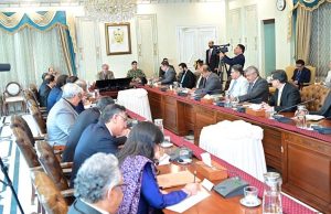 Prime Minister Muhammad Shehbaz Sharif presiding over a consultative meeting with private sector experts regarding reforms in Pakistan Railways.