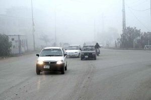 A view of thick fog that engulfs the whole city during early morning in Federal Capital