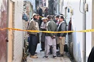 A view of damages on the spot after a powerful gas cylinder explosion at a wedding function in G-7/2 Sector, Federal Capital resulted eight people killed including the bride and groom and 12 other injured in this incident.