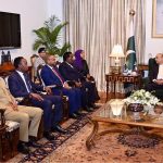 President Asif Ali Zardari in a meeting with Mr Ali Yousuf, Minister of Interior of Somalia, at Aiwan-e-Sadr