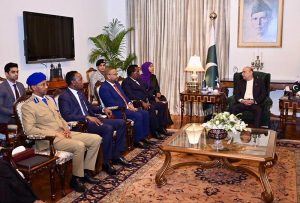 President Asif Ali Zardari in a meeting with Mr Ali Yousuf, Minister of Interior of Somalia, at Aiwan-e-Sadr