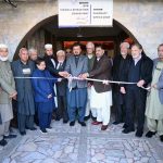 Former Governor KP, Senator Haji Ghulam Ali, and Mayor Peshawar Haji Zubair Ali, along with other officials, inaugurate the Warsak Branch of Khyber Eye Foundation Hospital.