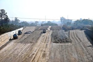 Construction work of 10th Avenue underway during development work in the Federal Capital