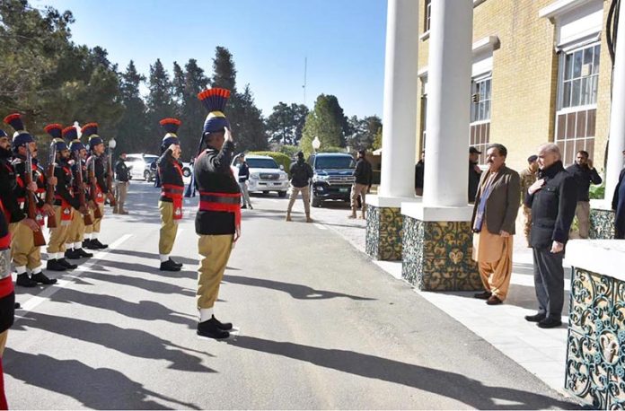 Prime Minister Muhammad Shehbaz Sharif receives guard of honor at Governor House