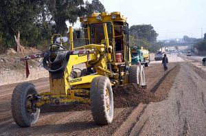 A view of construction work of 10th avenue under process in the Federal Capital