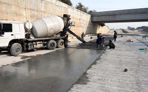 A view of construction work of 10th avenue under process in the Federal Capital
